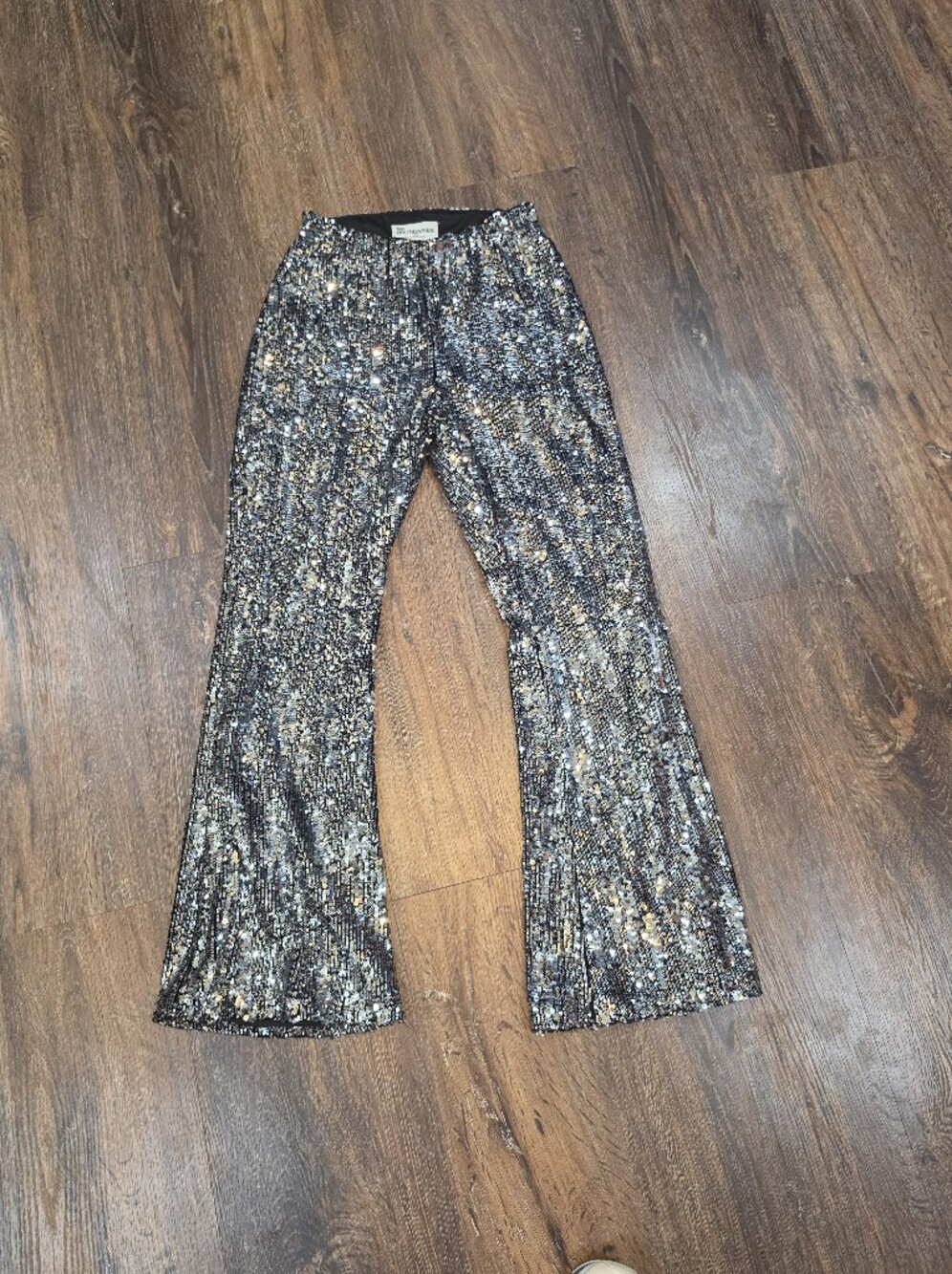 Sequin Knit Women’s Pants in Black and Silver